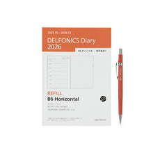 Load image into Gallery viewer, DELFONICS デルフォニックス 2026 2025年 10月始まり 手帳 週間レフト式(ホリゾンタル) B6 ダイアリー リフィル ホリゾンタル スケジュール帳 手帳のタイムキーパー :4516085269318