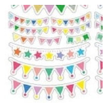 Load image into Gallery viewer, Circle Seals & Basic Garland - Colorful Decoration, 58 Stickers - Garland, Flags, Stars, Lights, Ornaments, Pastel, Cute :4510180237166