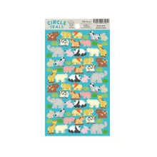 Load image into Gallery viewer, Circle Seals Basic Animal Designs 72 Stickers Animals Elephant Giraffe Lion Tiger Zebra Panda Monkey Hippo Round Cute :4510180237234