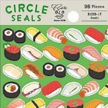 Load image into Gallery viewer, Circle Seals, Basic Sushi Design, 98 Stickers, Sushi, Nigiri, Gunkan, Maki, Ikura, Tuna, Salmon, Shrimp, Egg, Food, Cute, Pop, Reward, Round :4510180237296