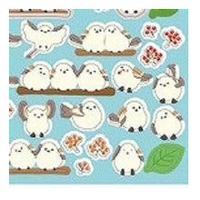Load image into Gallery viewer, Circle Seal Basic Long-tailed Tit Seal Fluffy 96 Stickers Bird Fluffy Cute Small Bird Northern Country Snow Healing Natural Round :4510180237333