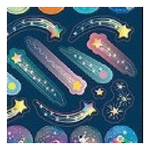 Load image into Gallery viewer, Circle Stickers, Basic, Space, 113 stickers. Stickers, planets, rockets, shooting stars, stars, moon. Circle stickers, round, colorful, pastel, metallic. :4510180237364
