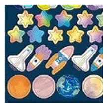 Load image into Gallery viewer, Circle Stickers, Basic, Space, 113 stickers. Stickers, planets, rockets, shooting stars, stars, moon. Circle stickers, round, colorful, pastel, metallic. :4510180237364