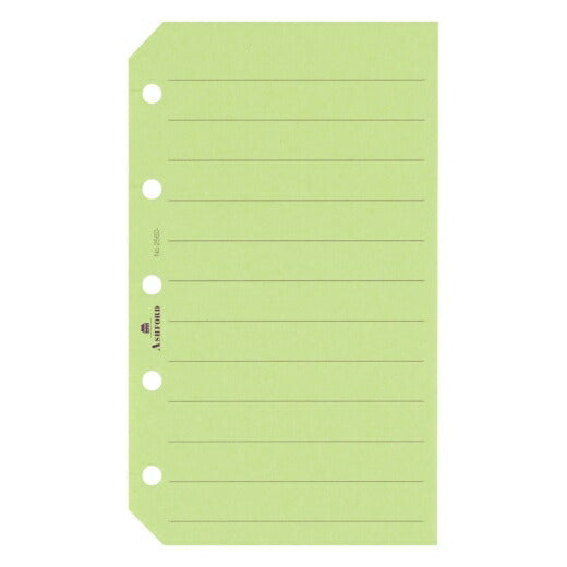 ASHFORD System Techo Refill Micro 5 (5 holes) Color Memo Leaf with Slit 8mm Ruled Green MICRO5 6-hole M5 Pocket Season Game Ring Genuine Leather Schedule Book Techo no Timekeeper :4535036714219