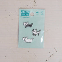 Load image into Gallery viewer, IROHA いろは出版 シール ・ AIUEOAPPLIQUEAIUEOSTARSAQAS-22 neko border GY アップリケ ワッペン 刺繍 シール帳 福袋 スケジュール デコ ステッカー ダイアリー ごほうび 花 アルファベット スケジュール帳 手帳のタイム :4573468145713