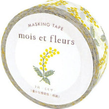 Load image into Gallery viewer, EL COMMUN エルコミューン シール ・ マスキングテープ mois et fleurs mimosa ミモザ マトカ mt 花 誕生花 幅広 白 デコレーション スケジュール帳 手帳のタイムキーパー :4582529501610