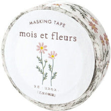 Load image into Gallery viewer, EL COMMUN エルコミューン シール ・ マスキングテープ mois et fleurs コスモス マトカ mt 花 誕生花 幅広 白 デコレーション スケジュール帳 手帳のタイムキーパー :4582529501672