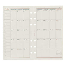 Load image into Gallery viewer, JMAM 日本能率協会 2025 年 1月始まり システム手帳リフィル 月間ダイヤリー バイブル(6穴) 053 月間ダイアリー 8 カレンダータイプ ダブルスケジュール型 バイブル Bindex by NOLTY 手帳 中身 だけ ダイアリー 手帳カバー レフ :4900855288027