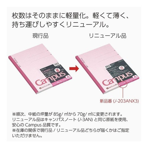 #キャンパスノートA4 30枚A罫3冊 コクヨ(株) :4901480278650