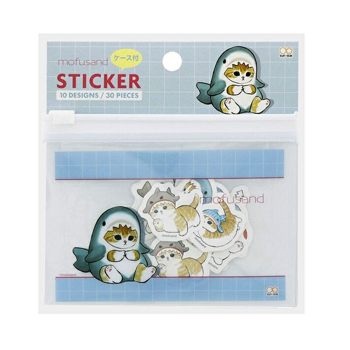 SUN-STAR Sun-Star Stationery Stickers, Case with Flake Stickers, mofusand Shark Sticker Book Lucky Bag, Round, Stylish, Album, Decoration, Heart, Bulk, Stickers, Smartphone, Reward, Flower, Cute, Planner, Notebook Time Keeper: 4901770678269