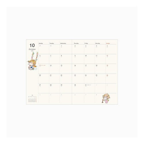 #手帳月間B6 水森亜土 グリーン サンスター文具(株) :4901770760018