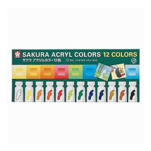 Load image into Gallery viewer, #アクリルカラー12色 サクラクレパス --- 絵の具 アクリルカラー 12色セット ACW12 : 12 acrylic colors :4901881823121