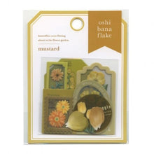 Load image into Gallery viewer, Mustard OSHIBANA FLAKE Mustard Yellow Flower Collage Style Sticker Set MIND WAVE: 4909001814561
