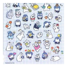 Load image into Gallery viewer, #MW シール 81887 ニッチモサッチモ キャラクター 動物 ペンギン クマ ゆるい かわいい 面白い おしゃれ マインドウェイブ :4909001818873