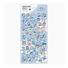 Load image into Gallery viewer, #MWシール 82367 チビ ギャラクシー マインドウェイブ シール 宇宙 ステッカー ちびキャラ 宇宙人 ロケット 星 惑星 パンダ クマ ネコ 可愛い 文房具 手帳 デコレーション ギフト用 CHIBI GALAXY 水色背景 マインドウェイブ :4909001823679