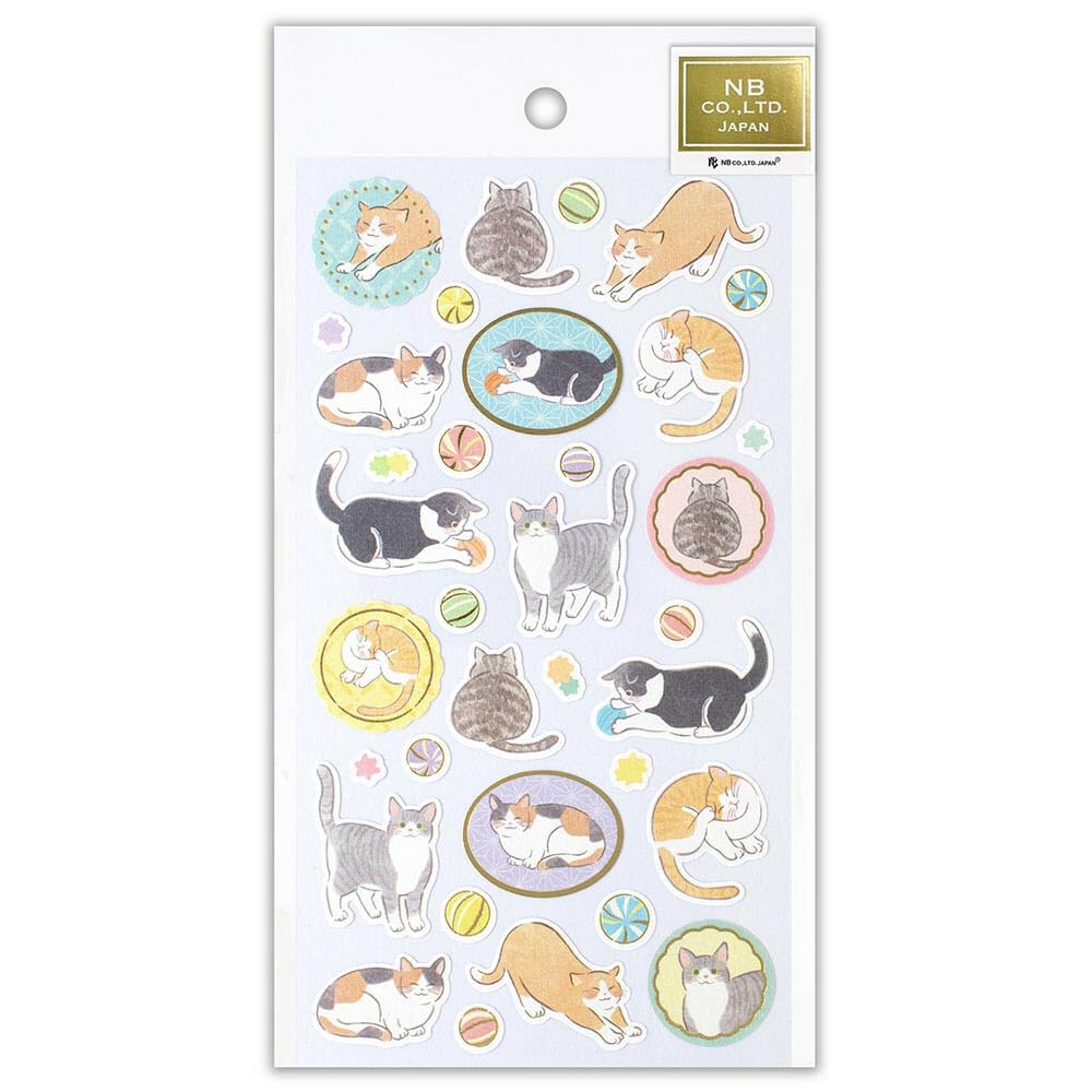 #和風 シール 大 優ふみ 猫 ねこ かわいい 和柄 金箔 エヌビー社 :4909510192976