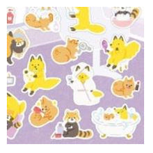 Load image into Gallery viewer, シール 大やまのは町内会 美容 キツネ タヌキ ネコ おふろ 泡バス 癒し系 かわいい エヌビー社 :4909510563400