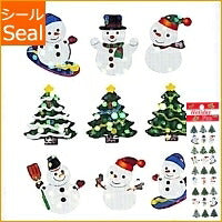 Load image into Gallery viewer, OKUYAMA 奥山 シール 冬(ふゆ) ・ クリスマス プリズムシール ツリー&スノーマン デザイン文具 スケジュール帳 手帳のタイムキーパー :4935786515706