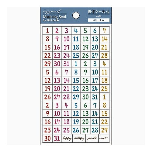 #マスキングシール・日付L・キュート --- : Masking seal/Date L/Cute :4938325406633
