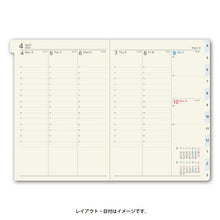 Load image into Gallery viewer, 能率手帳 2022 4月始まり スケジュール帳 2022年 JMAM 手帳 A6 NOLTY キャレルA6バーチカル1 ネイビー 9082 ゴールド nolty プランナーズ 黒 手帳カバー 日記帳 サイズ おしゃれ 日本能率協会 手帳のタイムキーパー :9784820758266