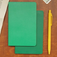 Load image into Gallery viewer, 【訳アリ廃版商品、一部日焼け跡あり。】 MOLESKINE モレスキン(モールスキン) ノート A6 ヴォラン プレーンノートブック 無地 2冊セット ポケット グリーン a6 :9784863732377