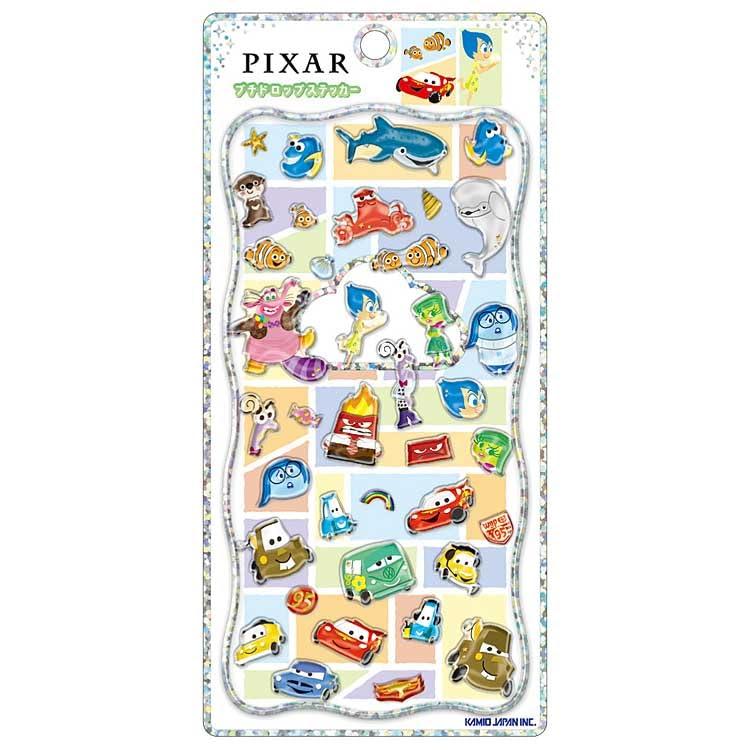 ディズニー ピクサー MIX プチドロップステッカー カミオジャパン 307031 / シール ステッカー ぷっくり 立体 カーズ マックィーン メーター ファインディング ニモ ドリー インサイドヘッド ヨロコビ カナシミ キャラクター グッズ 男の子 子供 手帳 デコ スケジュール かわいい ギフト 4550433070317