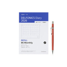 Load image into Gallery viewer, DELFONICS ﾃﾞﾙﾌｫﾆｯｸｽ 2026 1月始まり 手帳 月間式(ﾌﾞﾛｯｸ) B6 ﾀﾞｲｱﾘｰ ﾘﾌｨﾙ ﾏﾝｽﾘｰ 1月 手帳　中身　だけ　 ﾀﾞｲｱﾘｰ 手帳ｶﾊﾞｰ　ﾚﾌｨﾙ ﾛﾙﾊﾞｰﾝ  ｽｹｼﾞｭｰﾙ帳 手帳のﾀｲﾑｷｰﾊﾟｰ :4516085277252
