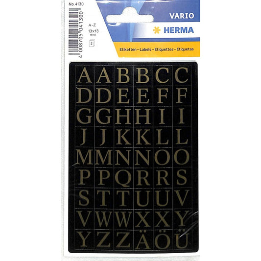 ＃ﾍﾙﾏﾗﾍﾞﾙ #4130 --- HERMA Herma Vario A-Z 文字 自己粘着ステッカー 13mm サイズ ブラック/ゴールド : Helma label #4130 :4008705041300
