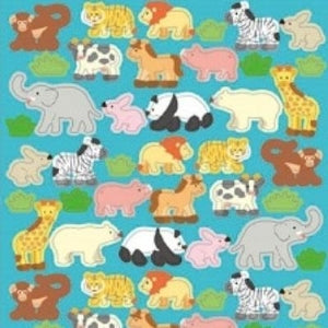 Circle Seals Basic Animal Designs 72 Stickers Animals Elephant Giraffe Lion Tiger Zebra Panda Monkey Hippo Round Cute :4510180237234