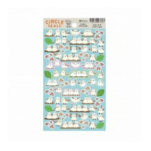 Load image into Gallery viewer, Circle Seal Basic Long-tailed Tit Seal Fluffy 96 Stickers Bird Fluffy Cute Small Bird Northern Country Snow Healing Natural Round :4510180237333
