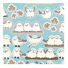 Circle Seal Basic Long-tailed Tit Seal Fluffy 96 Stickers Bird Fluffy Cute Small Bird Northern Country Snow Healing Natural Round :4510180237333
