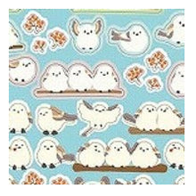 Load image into Gallery viewer, Circle Seal Basic Long-tailed Tit Seal Fluffy 96 Stickers Bird Fluffy Cute Small Bird Northern Country Snow Healing Natural Round :4510180237333
