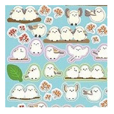 Circle Seal Basic Long-tailed Tit Seal Fluffy 96 Stickers Bird Fluffy Cute Small Bird Northern Country Snow Healing Natural Round :4510180237333