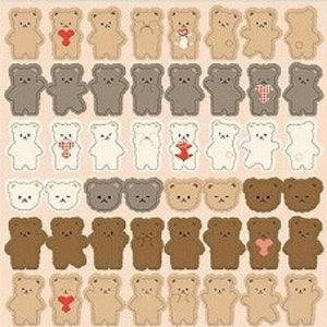 Circle Seals Basic Teddy Bear - Lots of Bears, 80 Stickers. Stickers, Bears, Cute, Natural Colors, Simple, Reward Stickers: 4510180237357