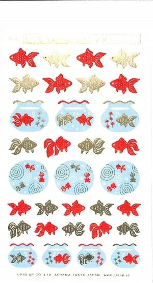 PIN UP ﾋﾟﾝﾅｯﾌﾟ ｼｰﾙ ･ 和風ｽﾃｯｶｰ金魚2 魚 屋台 金魚すくい goldfish ｼｰﾙ帳 福袋 丸 おしゃれ ｱﾙﾊﾞﾑ ﾃﾞｺﾚｰｼｮﾝ ﾊｰﾄ 大量 ｽﾃｯｶｰ ｽﾏﾎ ごほうび 花 かわいい  ｽｹｼﾞｭｰﾙ帳 手帳のﾀｲﾑｷｰﾊﾟｰ :4516670040582