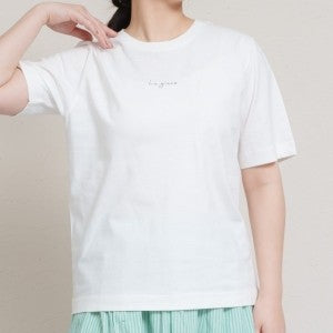＃プリントTシャツ ｵﾌﾎﾜｲﾄ M ｻｲｽﾞ La grace カジュアル フレンチテイスト 大人可愛い シンプル ﾍﾟｰｼﾞﾜﾝ :4528653689183