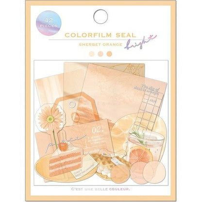 QLIA COOLIA Seal - Color Film Seal - Bright Sherbet Orange Peaceful Seal Flake Seal Film Seal Transparent Seal Stationery Aurora Seal - Schedule Book, Notebook Timekeeper: 4550391611287