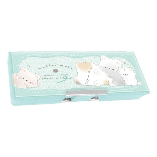 ＃両面開きソフトペンケース 筆箱 まったりもこ にゃんこ ｸｰﾘｱ :4550391930920