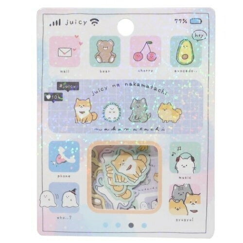 KAMIO JAPAN Stickers and Sticker Flakes / Juicy Friends Sticker Book Lucky Bag Round Stylish Album Decoration Heart Large Quantity Stickers Smartphone Reward Flower Cute Schedule Book Diary Timekeeper :4550432013698