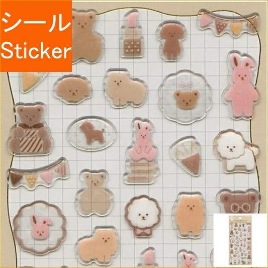 KAMIO JAPAN Kamio Japan Stickers · Nuance Glass Seals Stuffed Animals Sticker Book Lucky Bag Round Fashionable Album Decoration Heart Large Quantity Stickers Smartphone Reward Flower Cute Schedule Book Notebook Time Keeper :4550432074286
