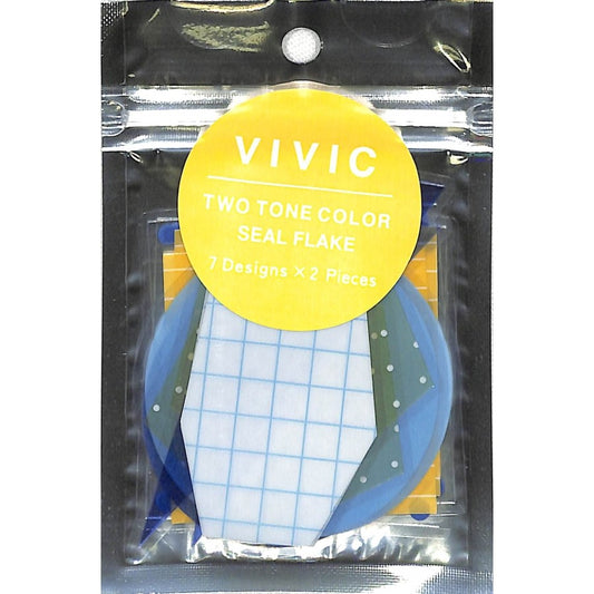 ＃シールフレーク ＃PMVIVICｼｰﾙﾌﾚｰｸ/ﾌﾞﾙｰｲｴﾛｰ VIVIC ツートーンカラー フレークシール セット 7柄入り --- カミオジャパン(Kamiojapan) VIVIC[フレークシール]シールフレーク/ブルーxイエロー : seal flak : seal flakes PMVIVIC seal flake :4550432128316