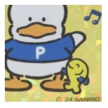 ＃PM ｻﾝﾘｵ ｺﾚｷﾗｽﾃｯｶｰ あひるのﾍﾟｯｸﾙ キラキラ ホログラム 音符 黄色 青いシャツ デコレーション 文房具 手帳用 プレゼント用 かわいい キャラクターグッズ カミオジャパン :4550432240629