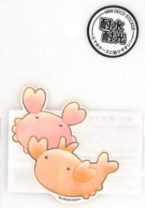 ＃ナンデモイキモノステッカー カニ エビ : ヨコミゾユリ かわいい ゆるキャラ 防水 耐光 ピンク オレンジ : カミオジャパン : Nandemoi Kimono Sticker Crab Shrimp : 4550432241220