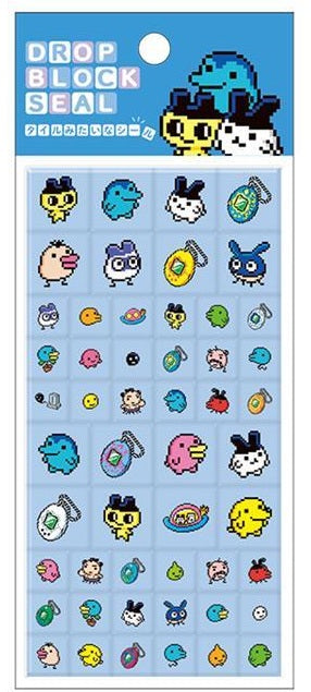 ＃カミオジャパン たまごっち ドロップブロックシール ブルー シール タイル風 4550432248885 :4550432248885