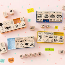 Load image into Gallery viewer, IROHA いろは出版 ｽﾀﾝﾌﾟ ･ AIUEOSTAMP ｾｯﾄ HAPPYWORD AIUEO ｽﾀﾝﾌﾟ台 ｵｰﾀﾞｰ ｷｬﾗｸﾀｰ かわいい 手帳 印鑑 ﾊﾝｺ  ｽｹｼﾞｭｰﾙ帳 手帳のﾀｲﾑｷｰﾊﾟｰ :4560486587526
