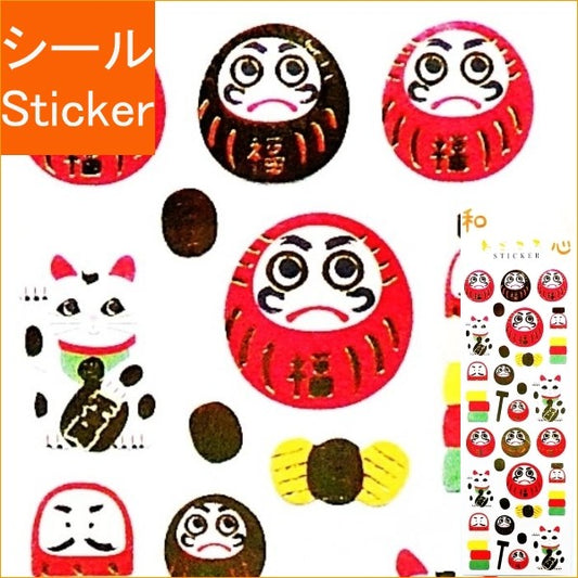 ＃和柄ｽﾃｯｶｰだるま --- : Japanese pattern sticker daruma :4562295520053