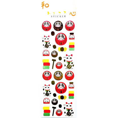 ＃和柄ｽﾃｯｶｰだるま --- : Japanese pattern sticker daruma :4562295520053