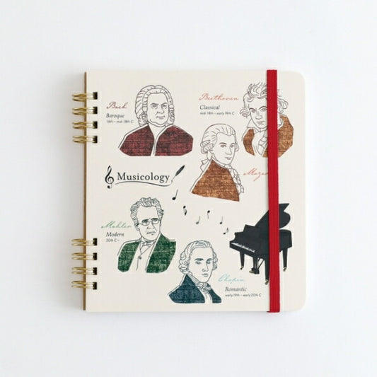 GreenFlash Ring Notebook Square (Musicology) Schedule Planner Notebook Timekeeper School Rubber Band Hardcover Musician Bach Mozart Musical Instrument :4570057746900