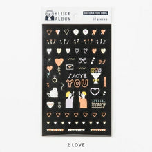 Load image into Gallery viewer, IROHA いろは出版 ｼｰﾙ ･ BLOCK ALBUM  ﾃﾞｺﾚｰｼｮﾝｼｰﾙ GHAD-02 LOVE ｼｰﾙ帳 福袋 丸 おしゃれ ｱﾙﾊﾞﾑ ﾃﾞｺﾚｰｼｮﾝ ﾊｰﾄ 大量 ｽﾃｯｶｰ ｽﾏﾎ ごほうび 花 かわいい ｽｹｼﾞｭｰﾙ帳 手帳のﾀｲﾑｷｰﾊﾟｰ :4573468158935
