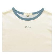 画像をギャラリービューアに読み込む, ＃FIKA 刺繍入り ﾘﾝｶﾞｰ Tｼｬﾂ ｵﾌﾎﾜｲﾄ M ｻｲｽﾞ 水族館カラー 配色Tシャツ ライトブルー カジュアル 涼しげ 夏 :4582603478104
